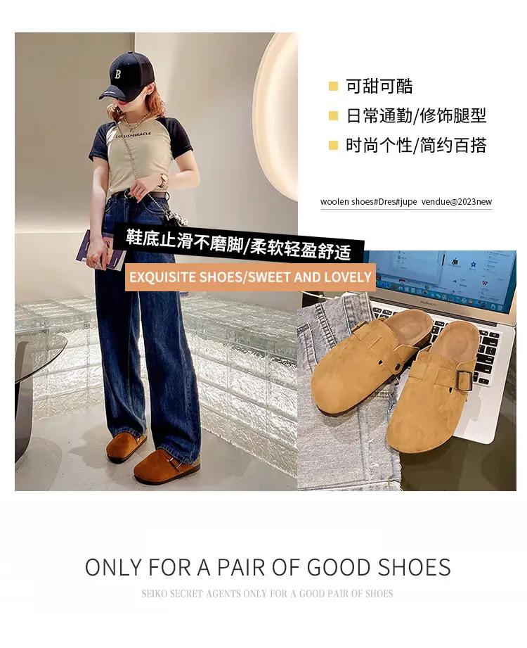 Slippers for Women 2025 Spring & Fall New Thick-Soled Belt Buckle Birkenstock Shoes Retro Heightening Thick-Soled Baotou Versatile Shoes — feature 3