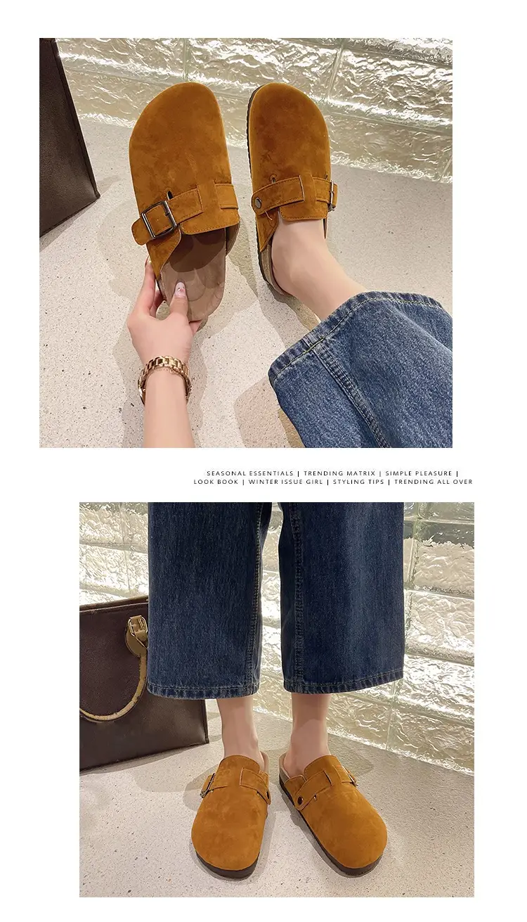 Slippers for Women 2025 Spring & Fall New Thick-Soled Belt Buckle Birkenstock Shoes Retro Heightening Thick-Soled Baotou Versatile Shoes — feature 4
