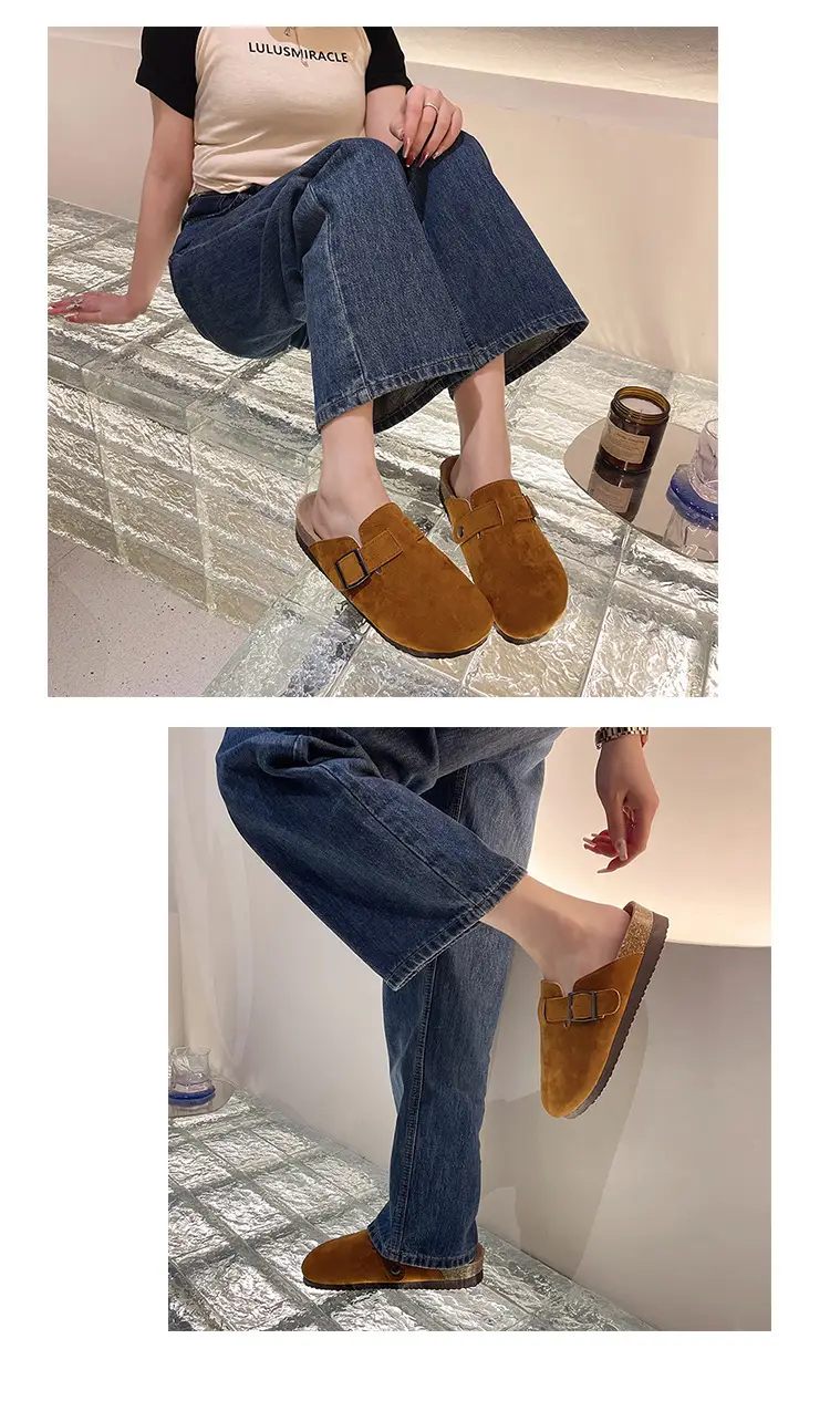 Slippers for Women 2025 Spring & Fall New Thick-Soled Belt Buckle Birkenstock Shoes Retro Heightening Thick-Soled Baotou Versatile Shoes — feature 5