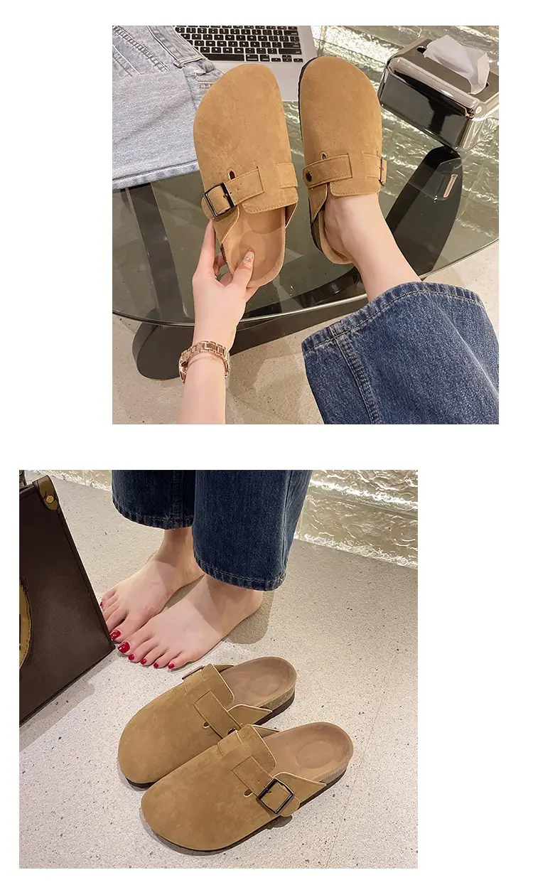 Slippers for Women 2025 Spring & Fall New Thick-Soled Belt Buckle Birkenstock Shoes Retro Heightening Thick-Soled Baotou Versatile Shoes — feature 8