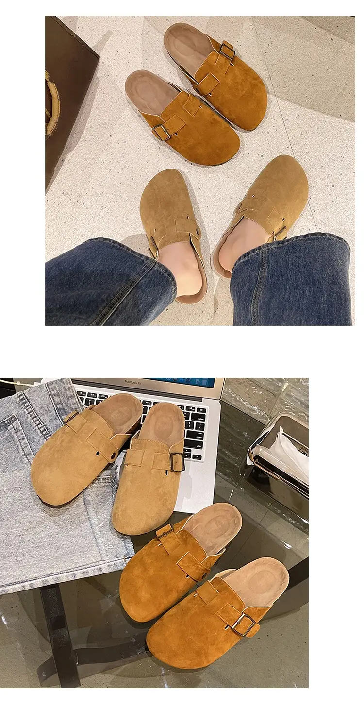 Slippers for Women 2025 Spring & Fall New Thick-Soled Belt Buckle Birkenstock Shoes Retro Heightening Thick-Soled Baotou Versatile Shoes — feature 9