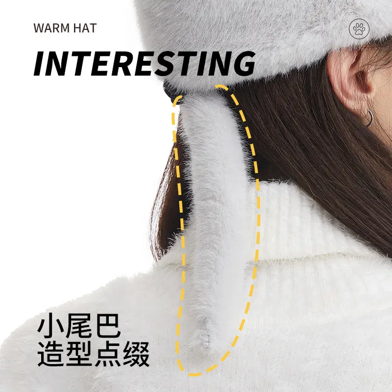New Arrival Fluffy Cat Ears Cap Brown Women Winter Windproof - Image 8