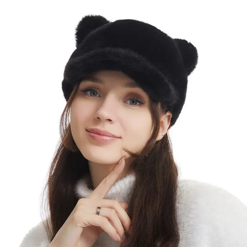 New Arrival Fluffy Cat Ears Cap Brown Women Winter Windproof - Image 9