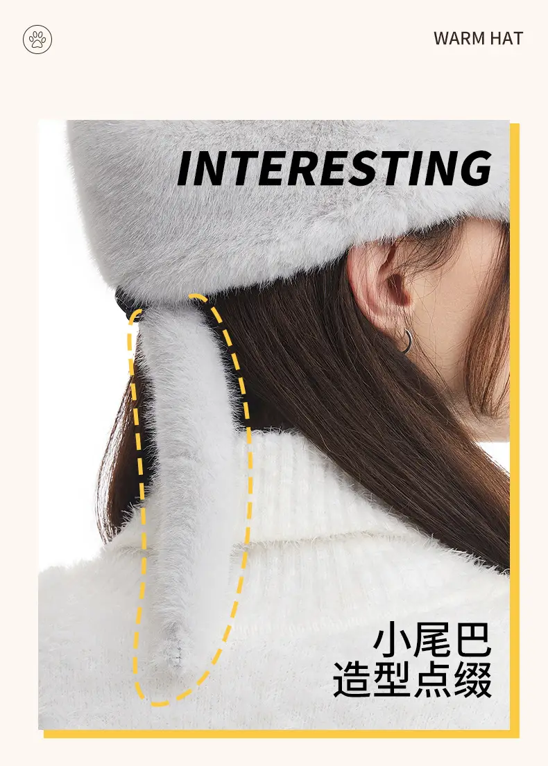 New Arrival Fluffy Cat Ears Cap Brown Women Winter Windproof — feature 7