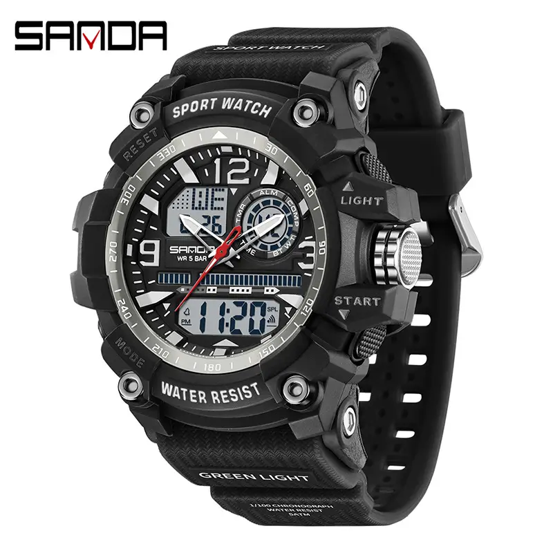 Sanda Black Multifunctional Electronic Watch for Outdoor Sports - Image 10