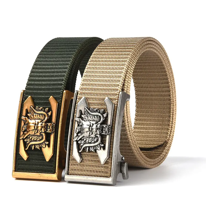 New Men's Retro Toothless Belt Canvas Brown