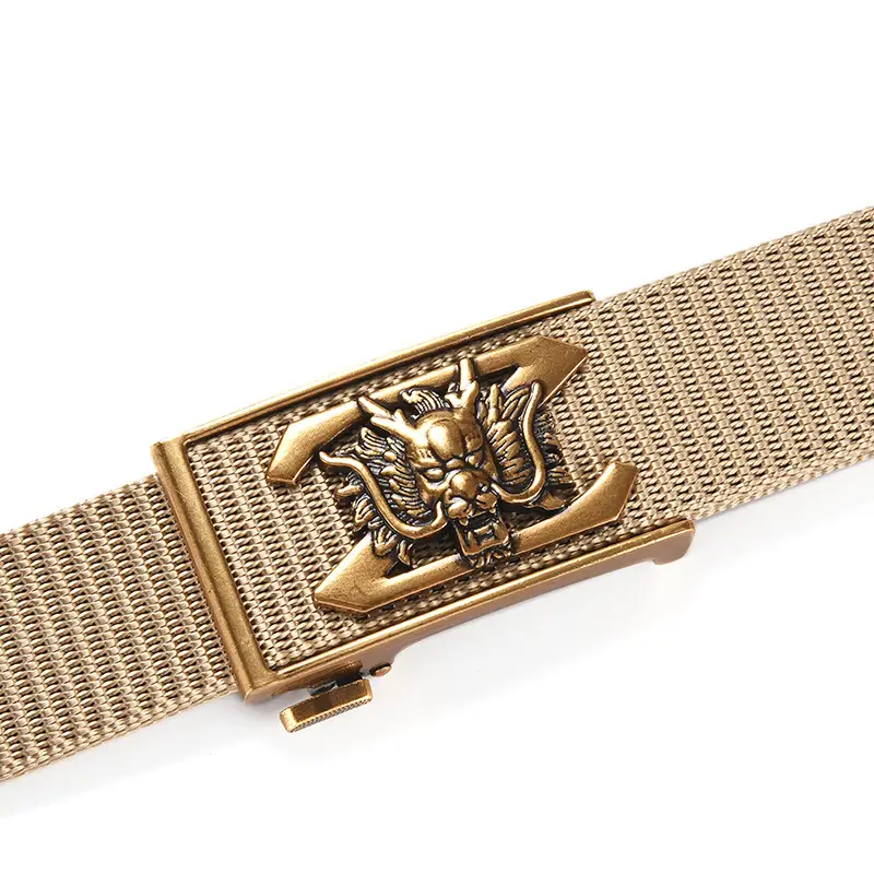 New Men's Retro Toothless Belt Canvas Brown