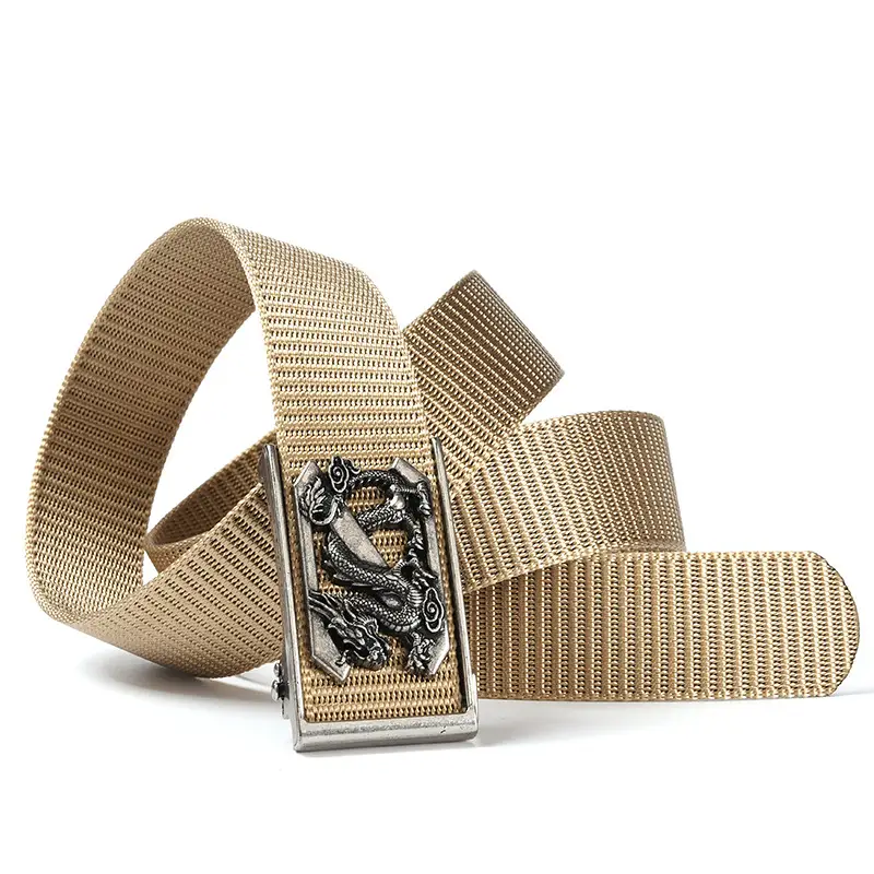 New Men's Retro Toothless Belt Canvas Brown