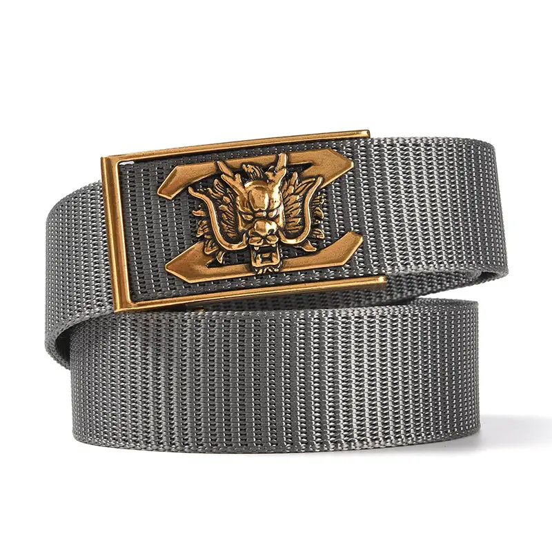 New Men's Retro Toothless Belt Canvas Brown — feature 14