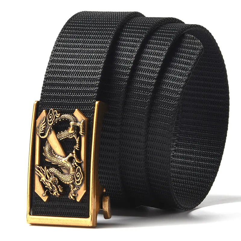 New Men's Retro Toothless Belt Canvas Brown — feature 15