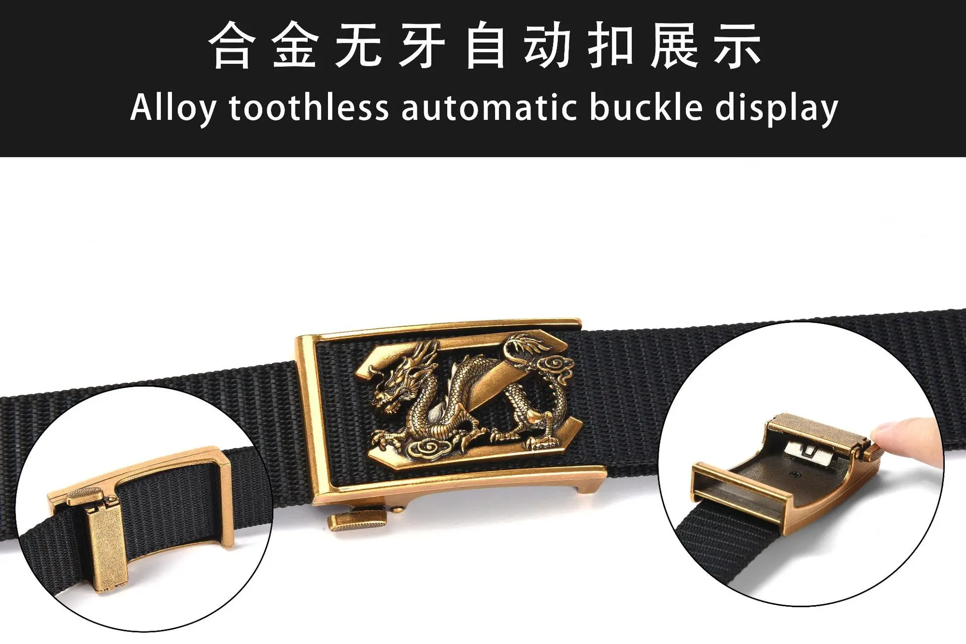 New Men's Retro Toothless Belt Canvas Brown — feature 2