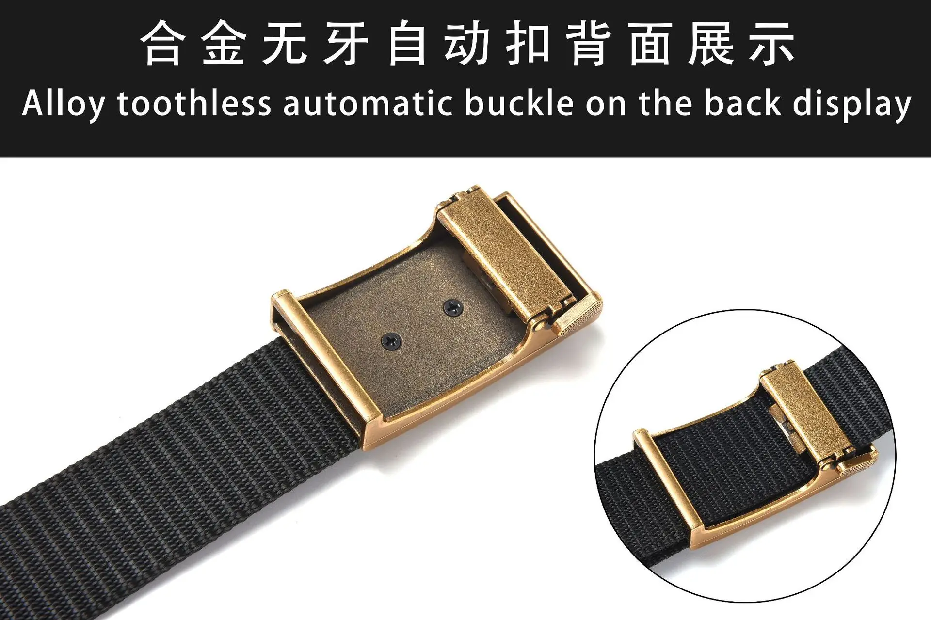 New Men's Retro Toothless Belt Canvas Brown — feature 3
