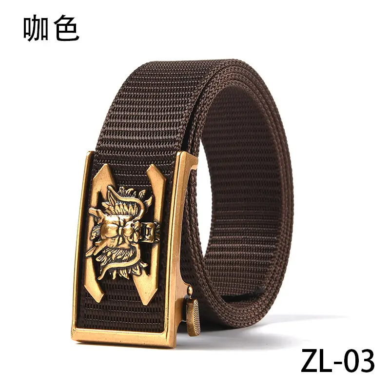 New Men's Retro Toothless Belt Canvas Brown