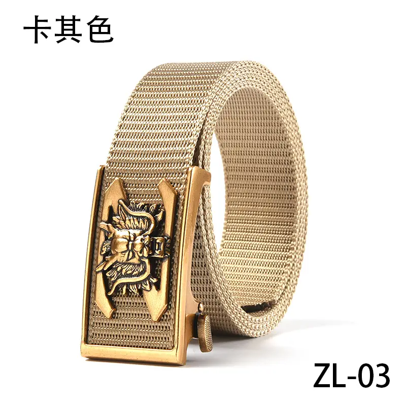 New Men's Retro Toothless Belt Canvas Brown