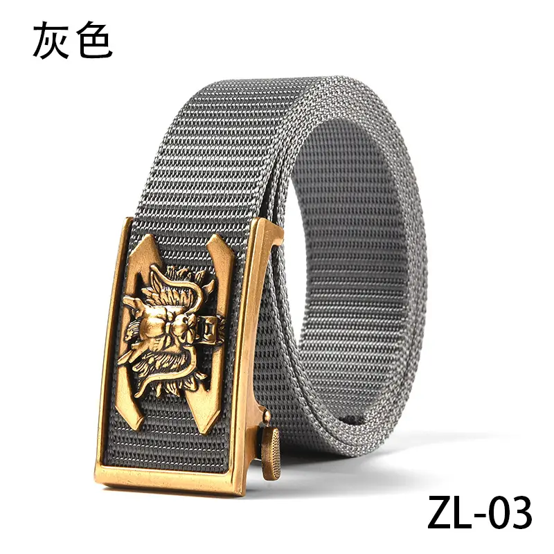 New Men's Retro Toothless Belt Canvas Brown