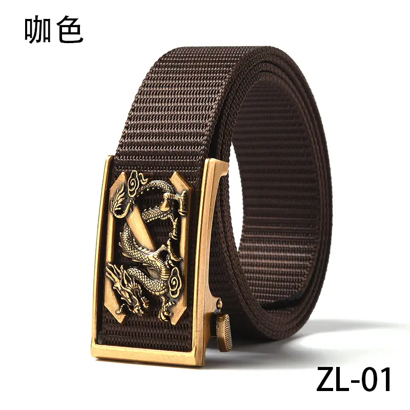 New Men's Retro Toothless Belt Canvas Brown