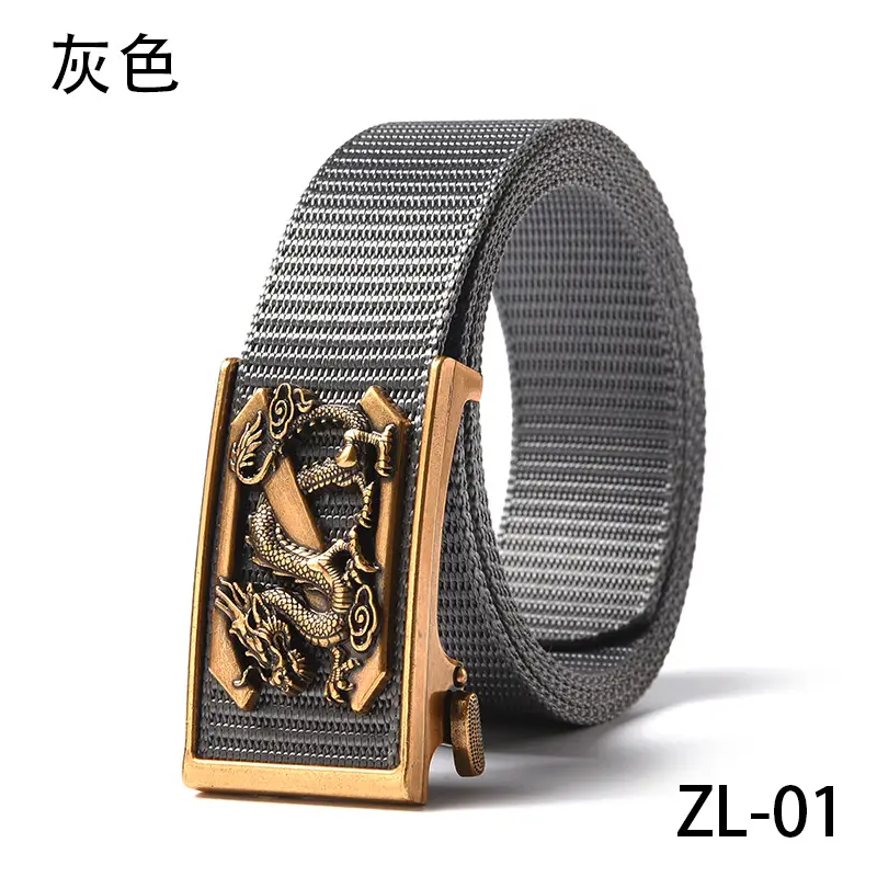 New Men's Retro Toothless Belt Canvas Brown