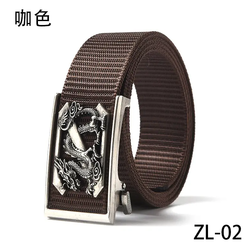 New Men's Retro Toothless Belt Canvas Brown