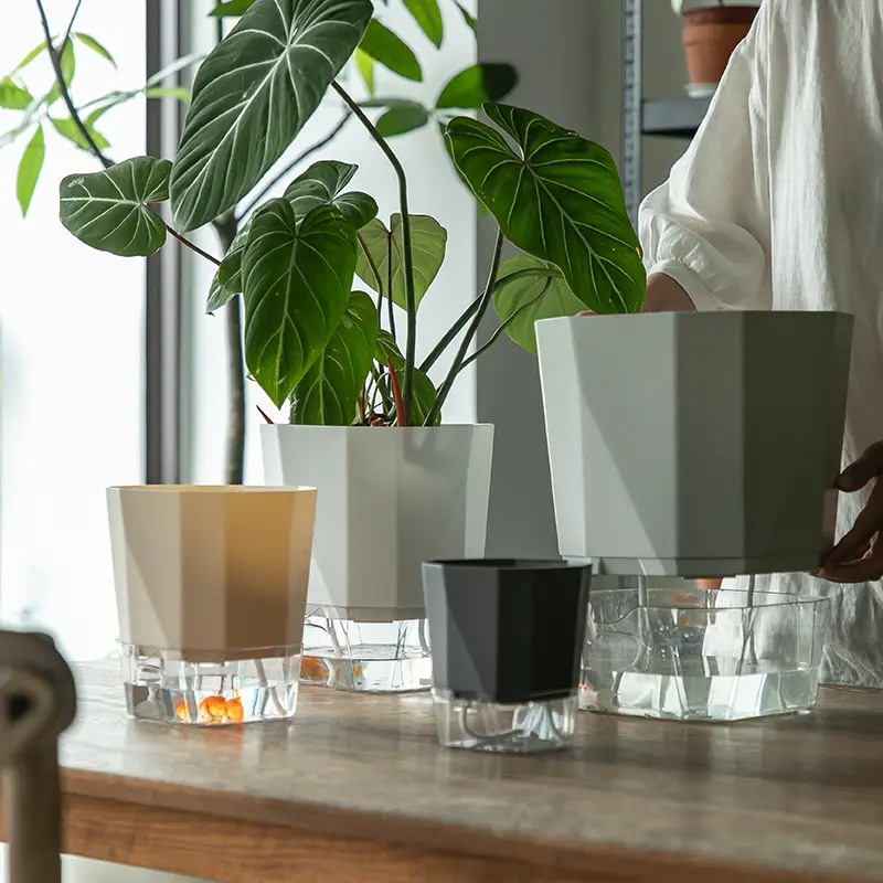 Scandinavian Simple Lazy Self-absorbing Flower Pot Internet Celebrity Green Rose Plastic Balcony Indoor Hydroponic Flower Pot