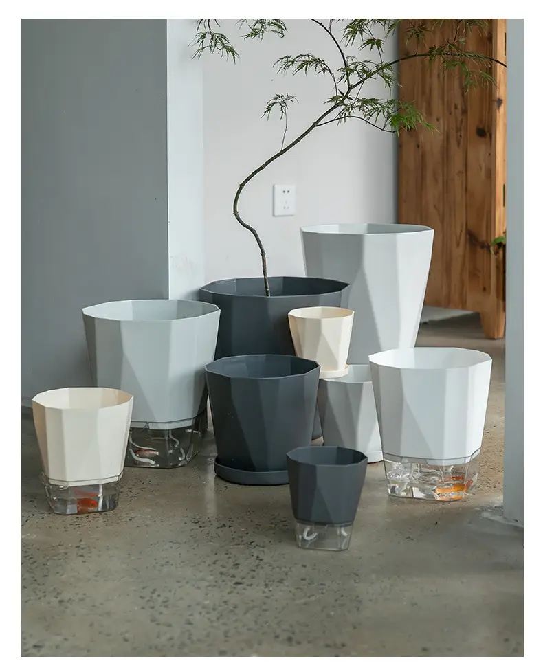 Scandinavian Simple Lazy Self-absorbing Flower Pot Internet Celebrity Green Rose Plastic Balcony Indoor Hydroponic Flower Pot — feature 15
