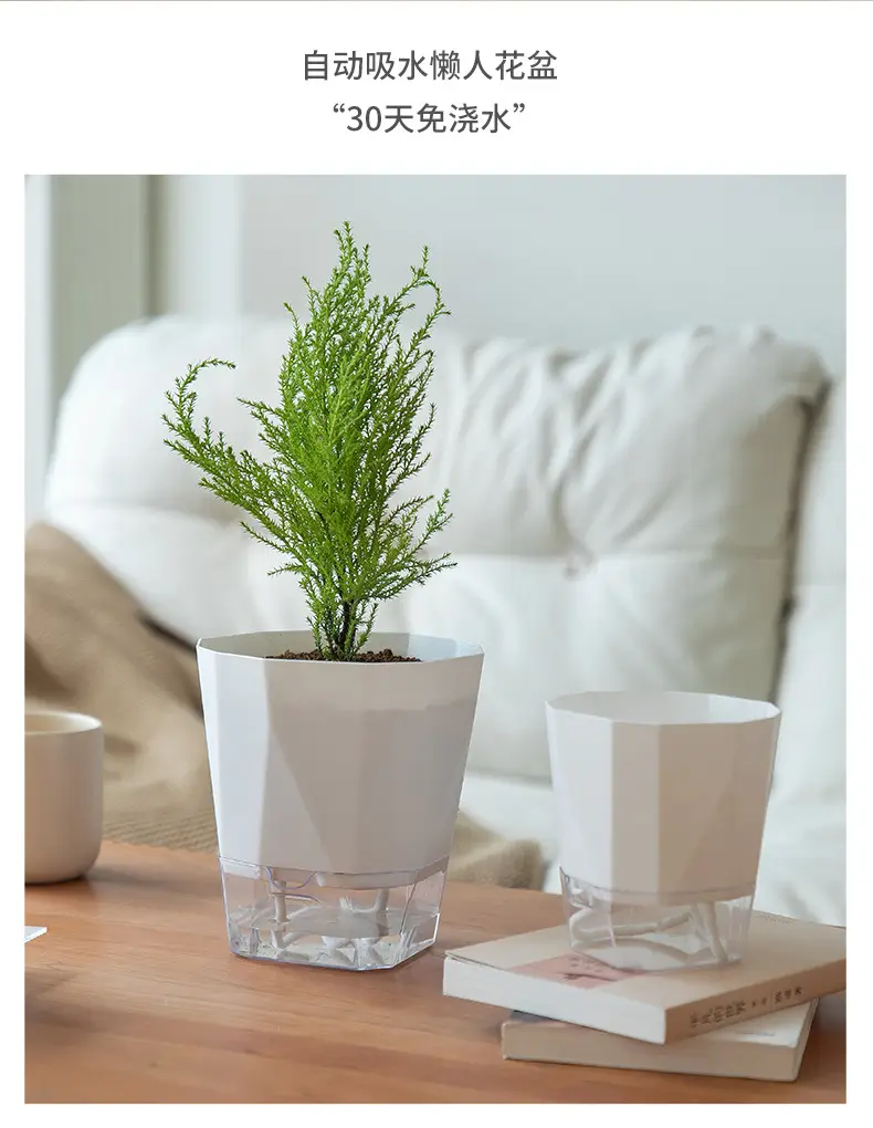 Scandinavian Simple Lazy Self-absorbing Flower Pot Internet Celebrity Green Rose Plastic Balcony Indoor Hydroponic Flower Pot — feature 3