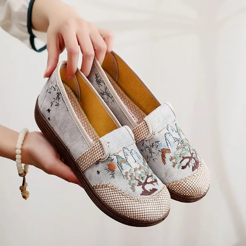 New Old Beijing Cloth Shoes Non-slip Soft Sole Comfortable Middle-aged Mother Shoes New Chinese Style National Style Linen Lazy Fisherman Shoes - Image 2