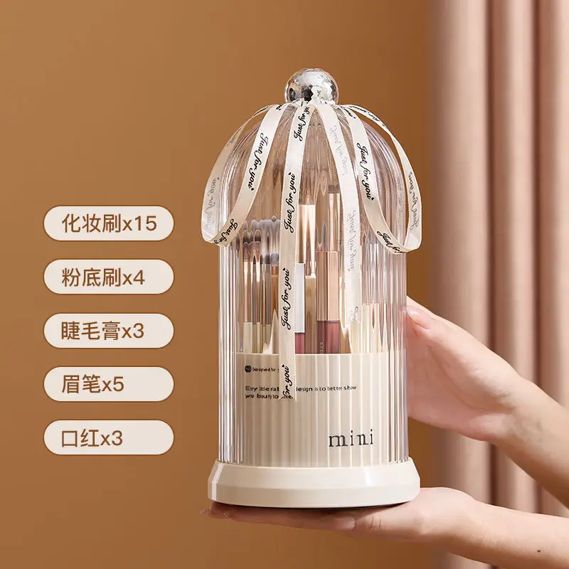 360° Rotary Makeup Storage Barrel with Lid