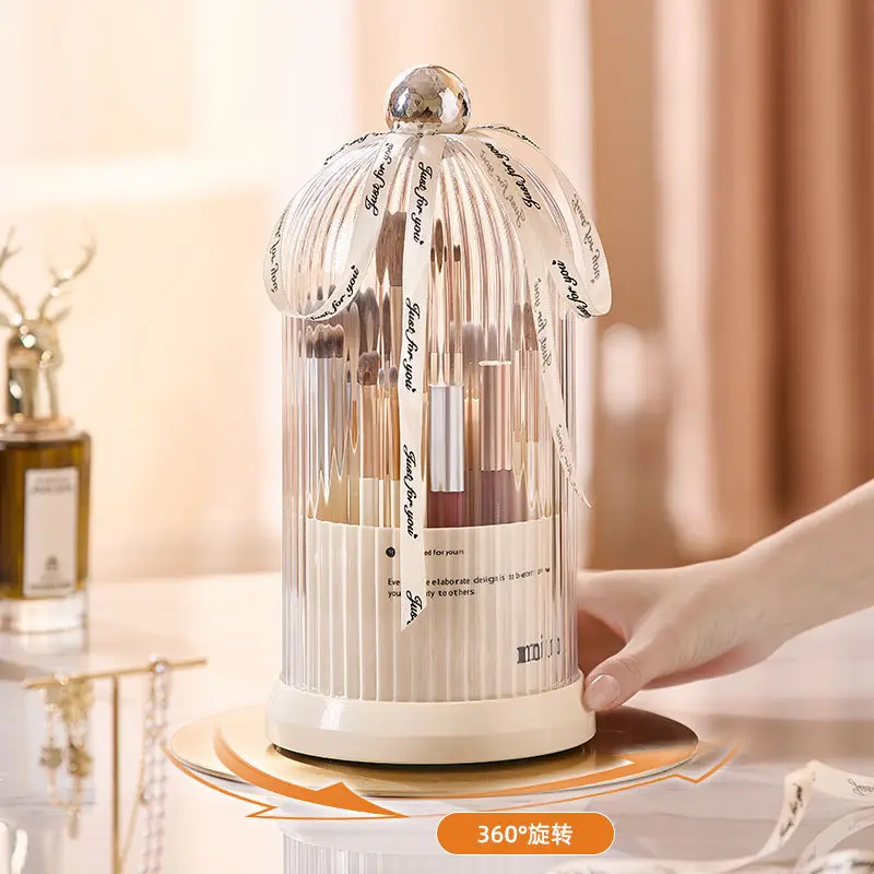 360° Rotary Makeup Storage Barrel with Lid