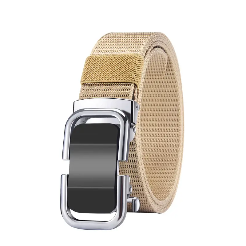 Men's Beige Woven Belt with Silver Buckle - Image 17