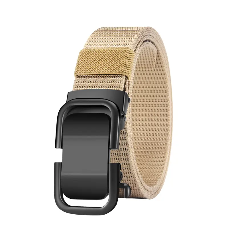 Men's Beige Woven Belt with Silver Buckle - Image 11