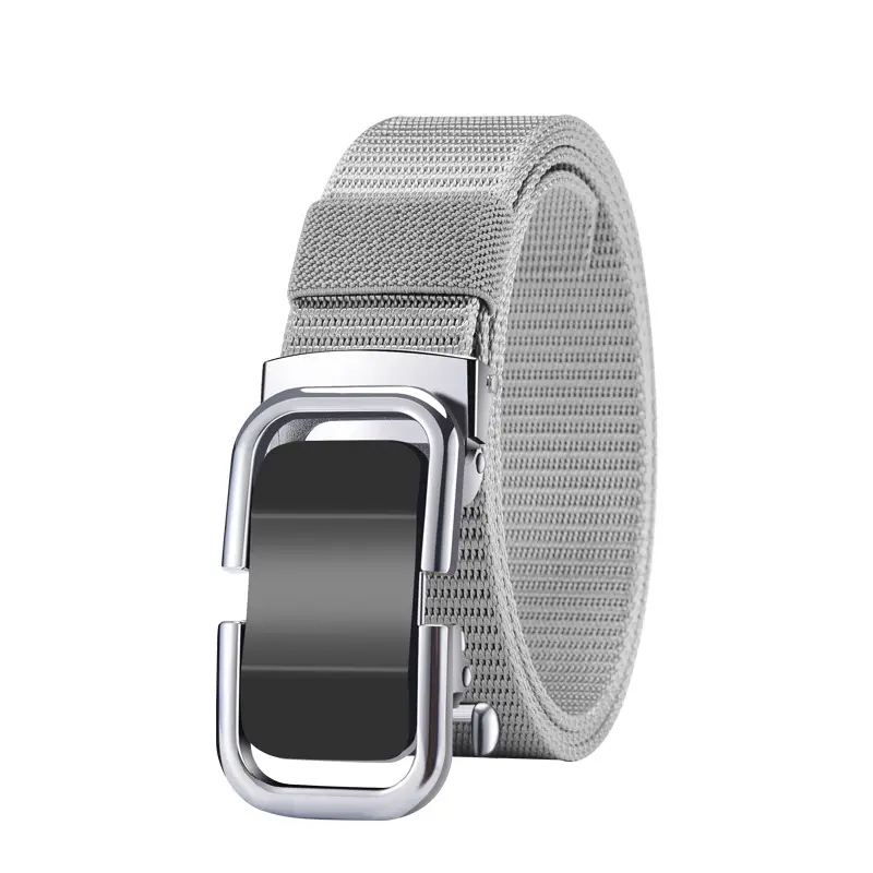 Men's Beige Woven Belt with Silver Buckle - Image 2