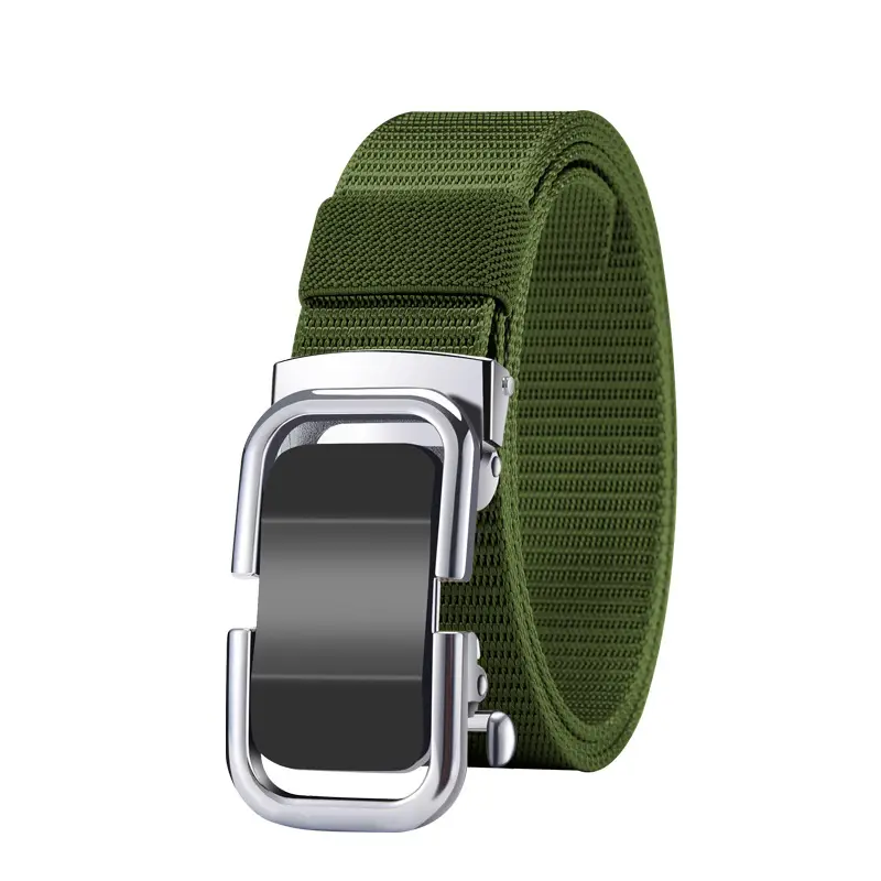 Men's Beige Woven Belt with Silver Buckle - Image 3