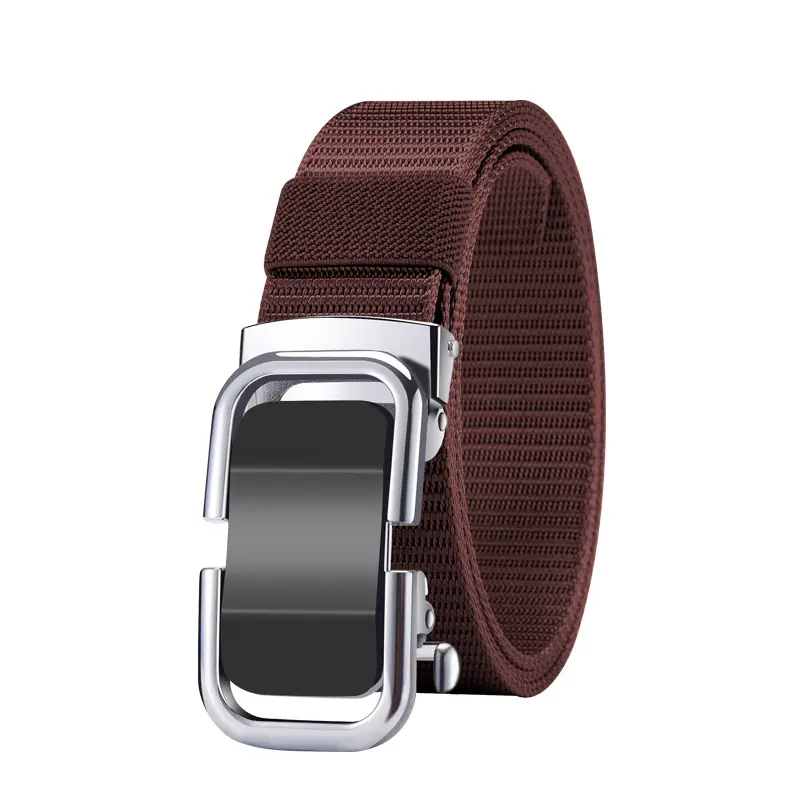 Men's Beige Woven Belt with Silver Buckle - Image 6