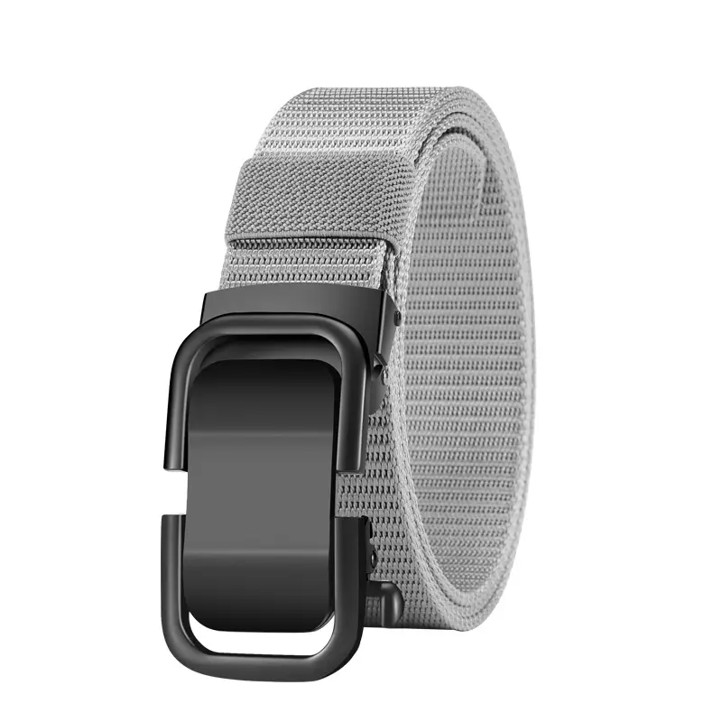 Men's Beige Woven Belt with Silver Buckle - Image 8