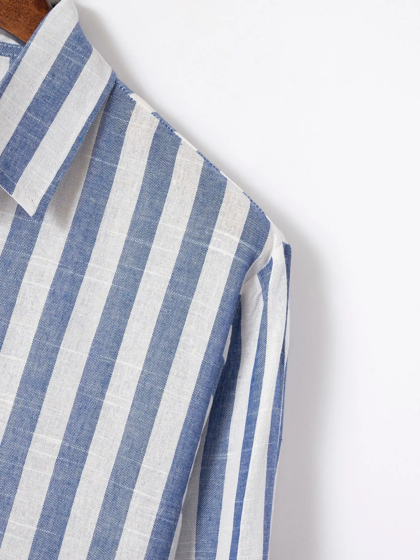 Men Pink Striped Cotton Long Sleeve Shirt — feature 12