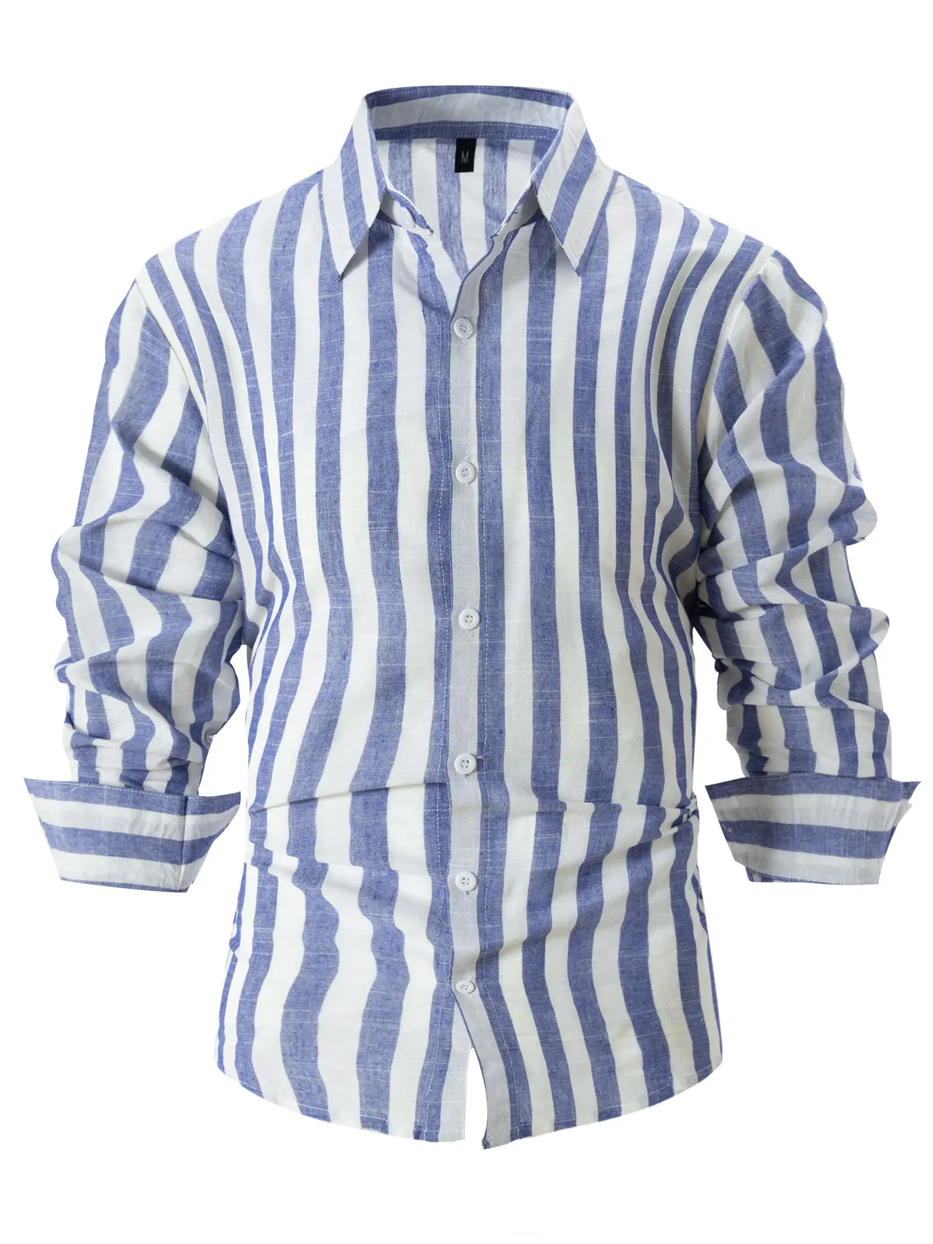 Men Pink Striped Cotton Long Sleeve Shirt — feature 8