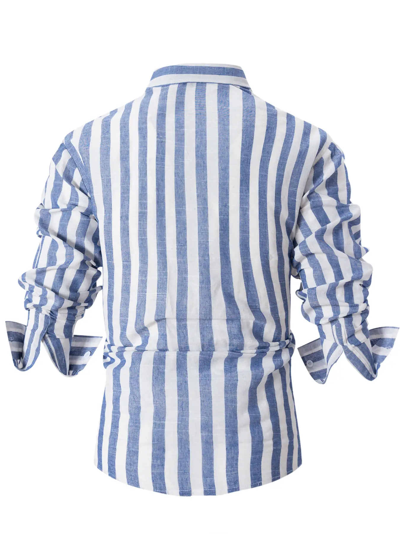 Men Pink Striped Cotton Long Sleeve Shirt — feature 9