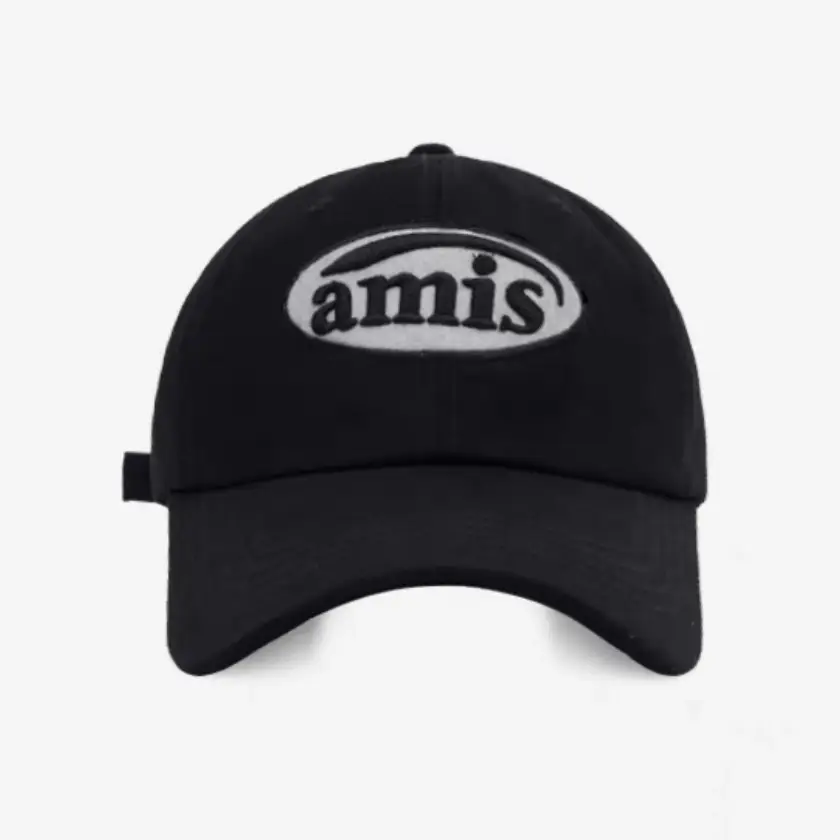 amis Letter Embroidered Soft Top Baseball Cap Red White