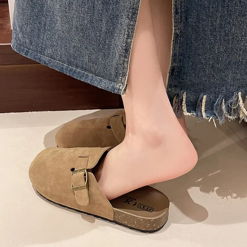 Birkenstock Shoes for Women Wholesale New Spring and Summer Retro Closed-Toe Half Slippers for Outdoor Wear Flat Slip-On Lazy Shoes - Image 5