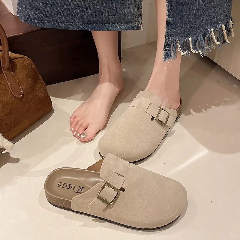Birkenstock Shoes for Women Wholesale New Spring and Summer Retro Closed-Toe Half Slippers for Outdoor Wear Flat Slip-On Lazy Shoes - Image 6