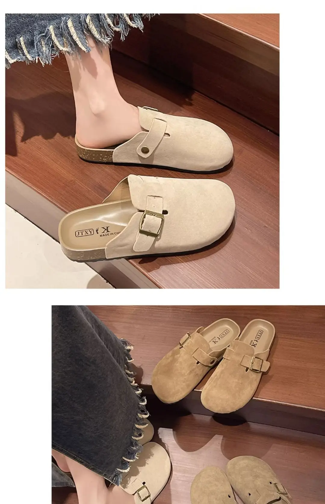 Birkenstock Shoes for Women Wholesale New Spring and Summer Retro Closed-Toe Half Slippers for Outdoor Wear Flat Slip-On Lazy Shoes — feature 11