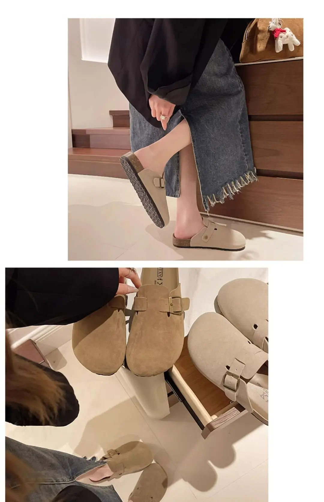 Birkenstock Shoes for Women Wholesale New Spring and Summer Retro Closed-Toe Half Slippers for Outdoor Wear Flat Slip-On Lazy Shoes — feature 15