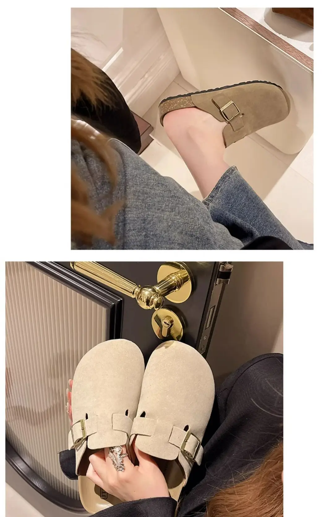 Birkenstock Shoes for Women Wholesale New Spring and Summer Retro Closed-Toe Half Slippers for Outdoor Wear Flat Slip-On Lazy Shoes — feature 21