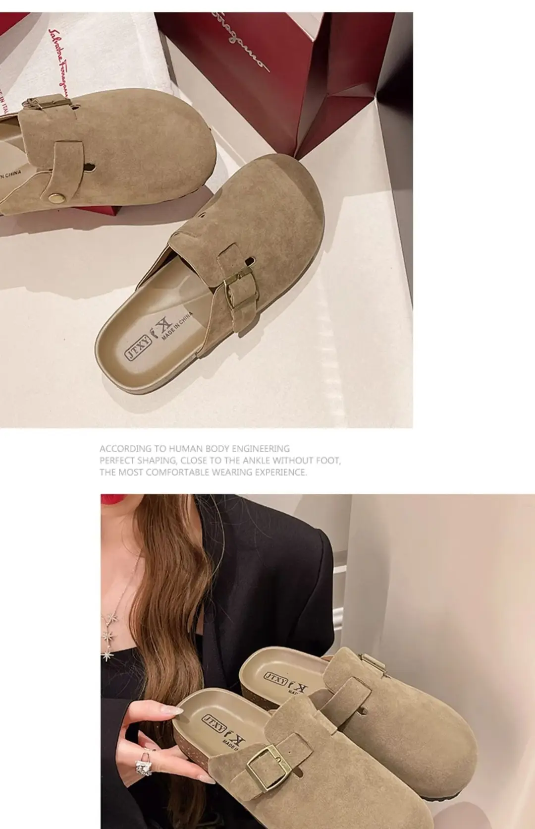 Birkenstock Shoes for Women Wholesale New Spring and Summer Retro Closed-Toe Half Slippers for Outdoor Wear Flat Slip-On Lazy Shoes — feature 25
