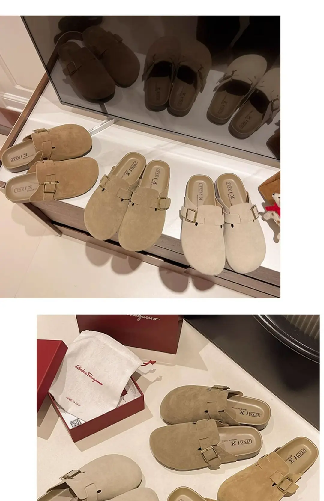 Birkenstock Shoes for Women Wholesale New Spring and Summer Retro Closed-Toe Half Slippers for Outdoor Wear Flat Slip-On Lazy Shoes — feature 29
