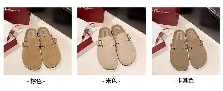 Birkenstock Shoes for Women Wholesale New Spring and Summer Retro Closed-Toe Half Slippers for Outdoor Wear Flat Slip-On Lazy Shoes — feature 4