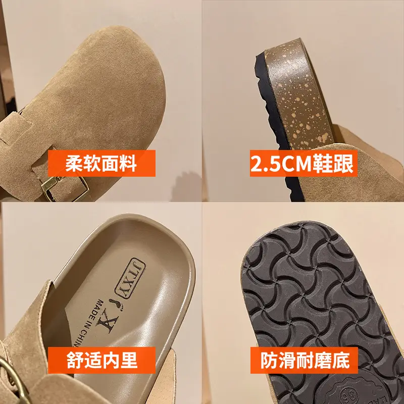 Birkenstock Shoes for Women Wholesale New Spring and Summer Retro Closed-Toe Half Slippers for Outdoor Wear Flat Slip-On Lazy Shoes — feature 6