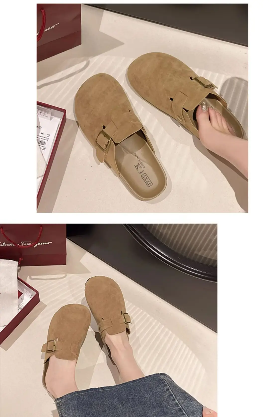 Birkenstock Shoes for Women Wholesale New Spring and Summer Retro Closed-Toe Half Slippers for Outdoor Wear Flat Slip-On Lazy Shoes — feature 7