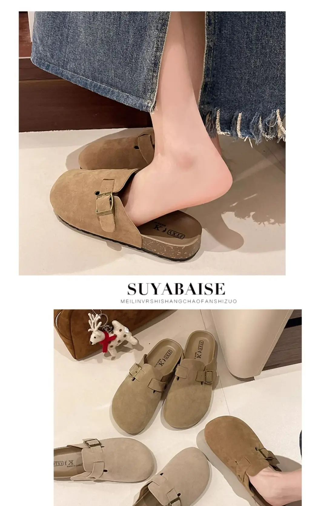 Birkenstock Shoes for Women Wholesale New Spring and Summer Retro Closed-Toe Half Slippers for Outdoor Wear Flat Slip-On Lazy Shoes — feature 9