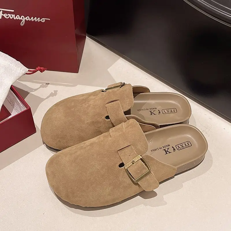 Birkenstock Shoes for Women Wholesale New Spring and Summer Retro Closed-Toe Half Slippers for Outdoor Wear Flat Slip-On Lazy Shoes - Image 2